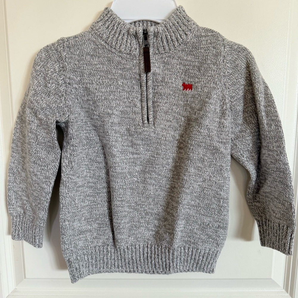Gray Half-Zip Carters Sweater with Red Logo